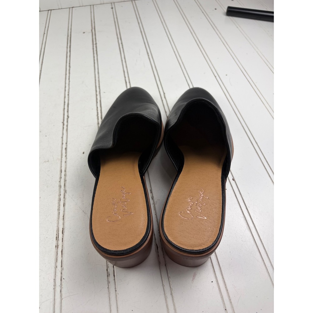 Crown Vintage Vintage Y2K Black Leather Slip On Mules Women's Size 7M - Picture 5 of 9